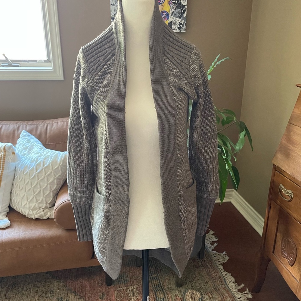 Left on Houston Taupe Open-Front Cardigan